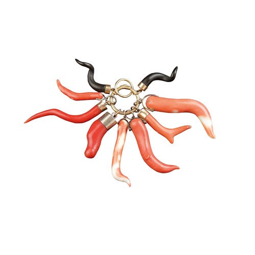 A Collection of Antique Coral Jewellery, Amulets, Pendnats and Chains